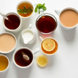 flat-lay photography of variety of beverage filled glasses